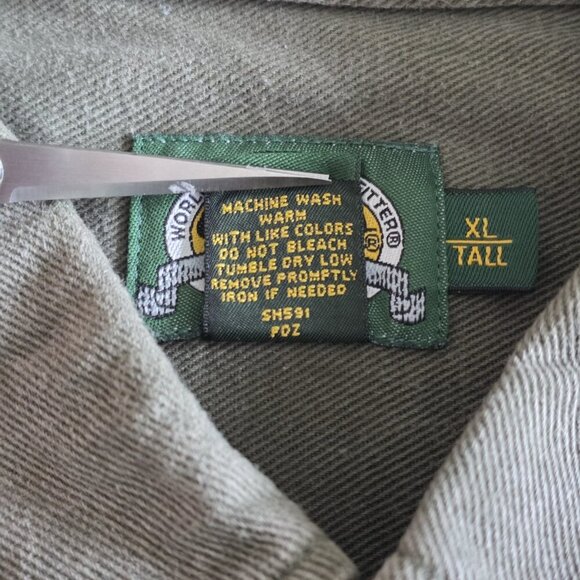 Cabela's Shirt Men XLT Military Green Denim LS Buttons Pockets Cotton Outdoors - Picture 13 of 16